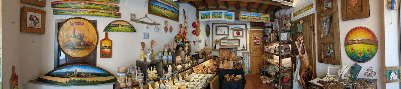 Authentic artisan shop interior in Chianti Tuscany